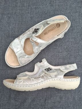 Remonte Silver Metallic Comfort Sandals – Size EU 40 (US 9 – 9.5)